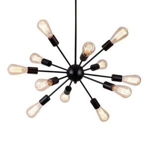 Sputnik‎ Chandeliers Black Modern 12-Light Farmhouse Pendant Light Mid Century